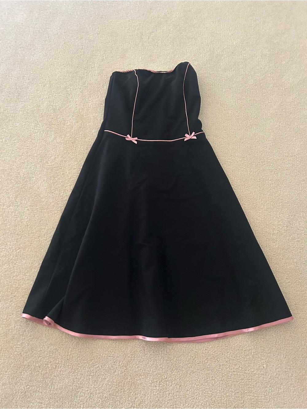 Ruby Rox Black Strapless Dress with Pink Trim
